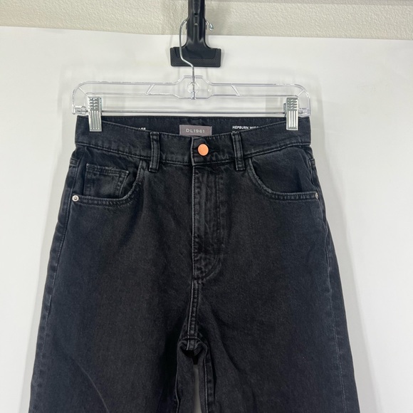 DL1961 Hepburn Wide Leg High Rise Vintage Jeans Distressed Hems - Picture 2 of 8
